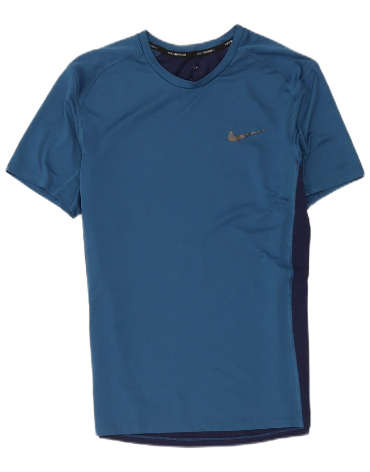 Camiseta masculina Nike Dri Fit Top médio azul colorblock