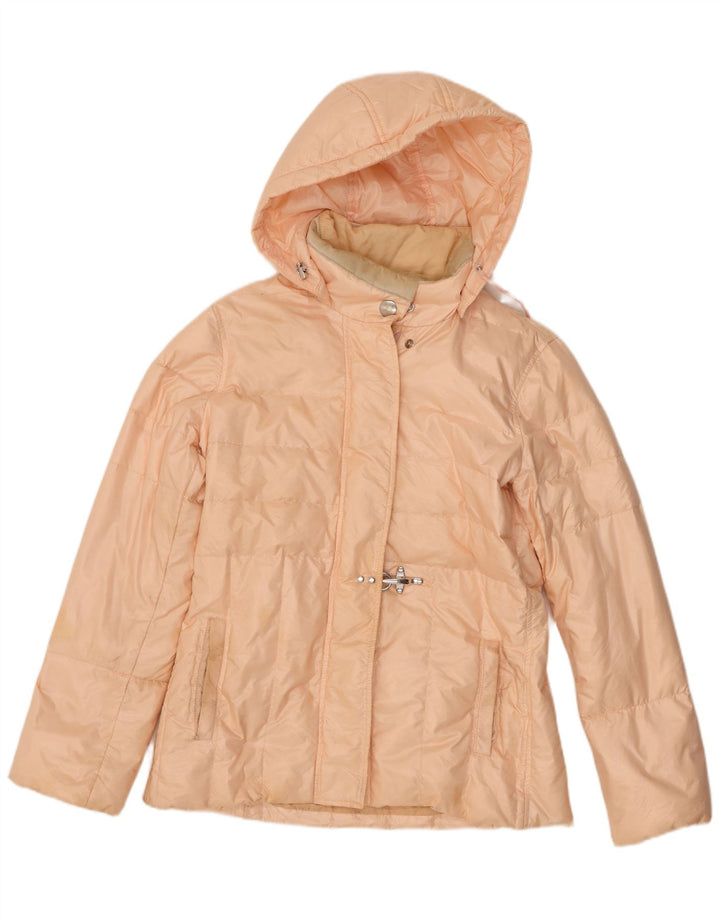 Jaqueta feminina acolchoada com capuz Fay UK 14 grande rosa sintético
