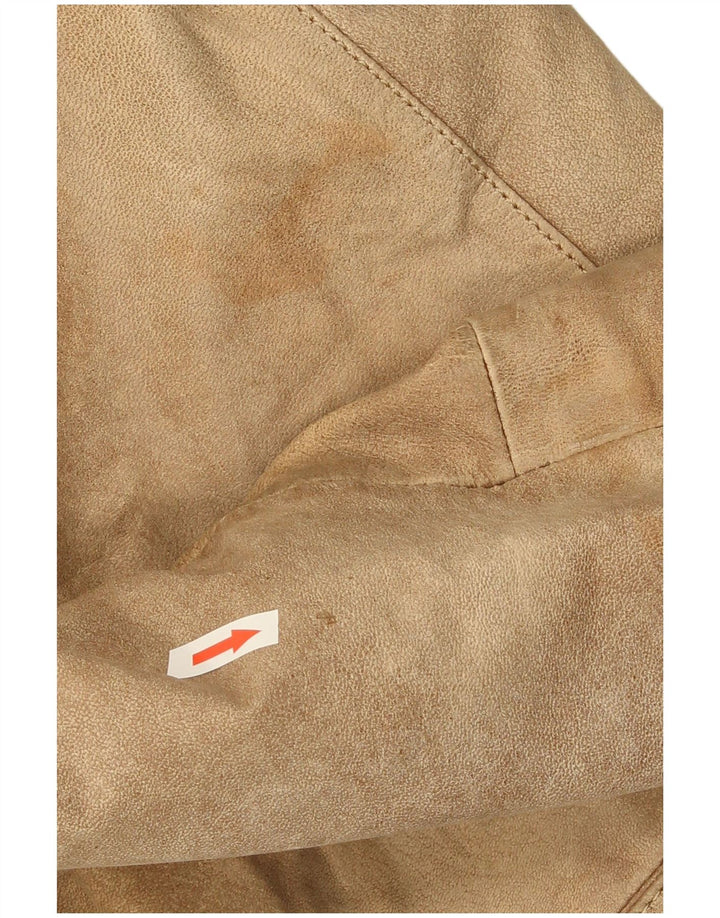 Jaqueta blazer masculina vintage de camurça com 2 botões Reino Unido 40 couro bege grande