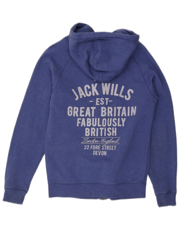 Jack Wills Suéter masculino com capuz e zíper gráfico XS azul algodão
