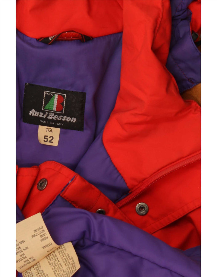 Jaqueta de esqui masculina com capuz Anzi Besson IT 52 grande poliéster vermelho Colourblock
