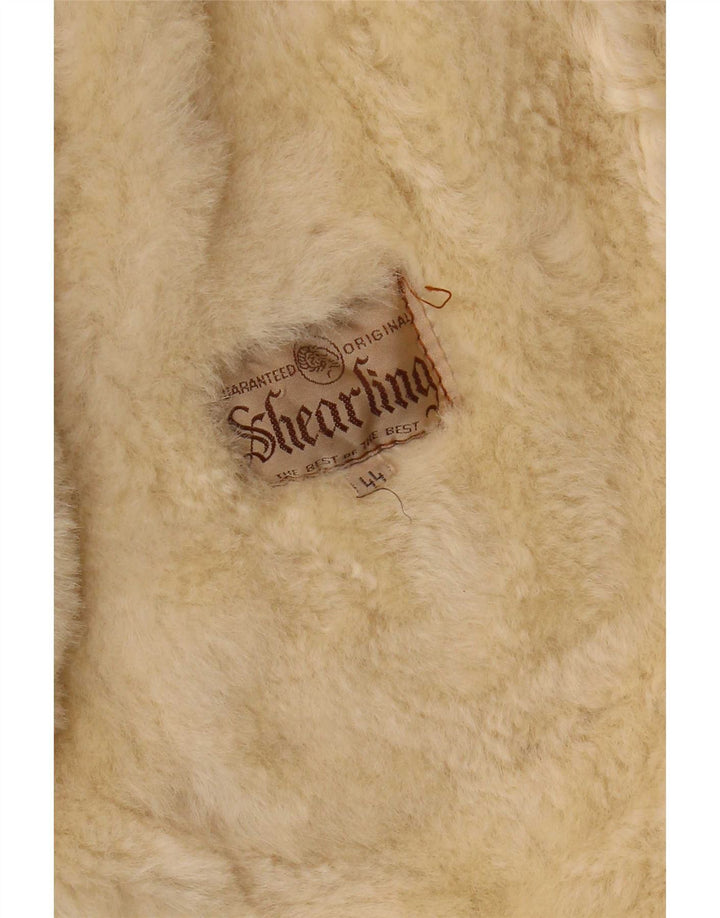 Casaco feminino vintage com capuz e shearling IT 44 marrom médio