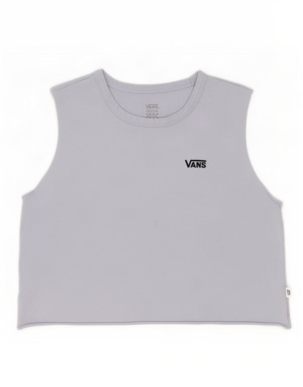 Vans Womens Crop Vest Top UK 12 Medium Blue Cotton