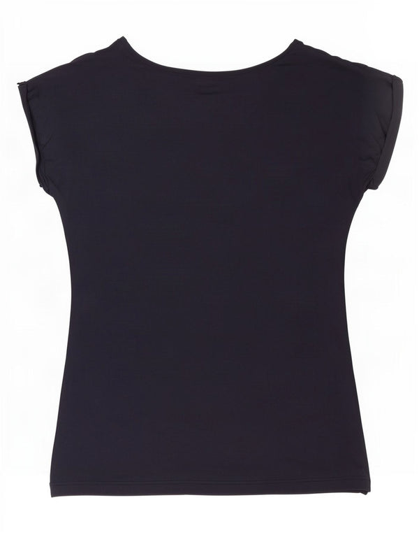Camiseta feminina Emporio Armani UK 14 grande viscose azul marinho