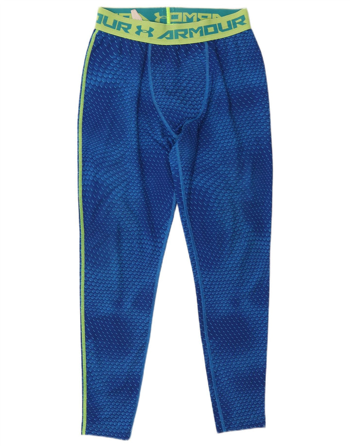 Leggings femininas Under ARMOR Heat Gear Graphic UK 14 grandes azuis geométricas