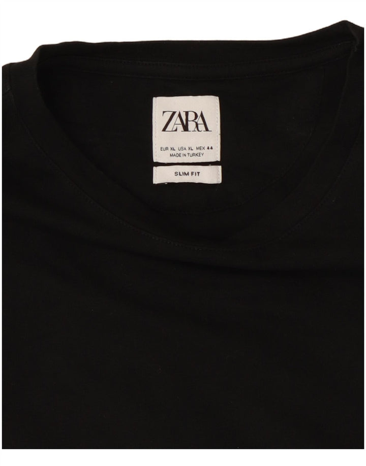 Camiseta feminina ZARA Slim Fit UK 18 XL preta