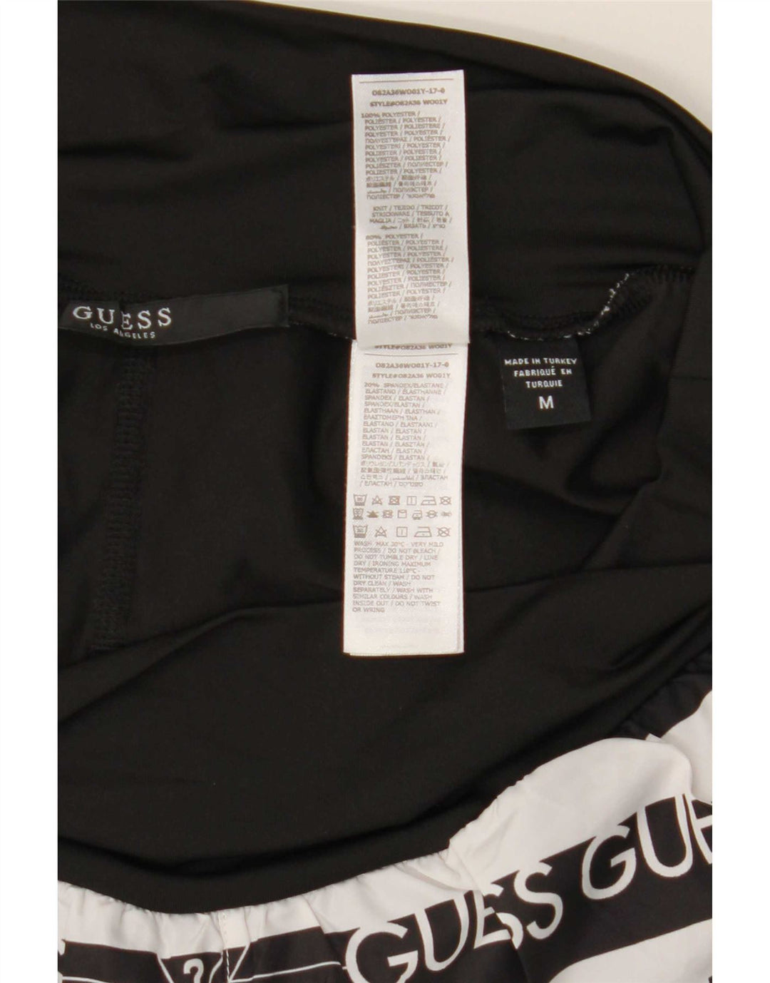 Guess Womens Graphic Sport Shorts UK 12 Médio Preto Listrado Poliéster