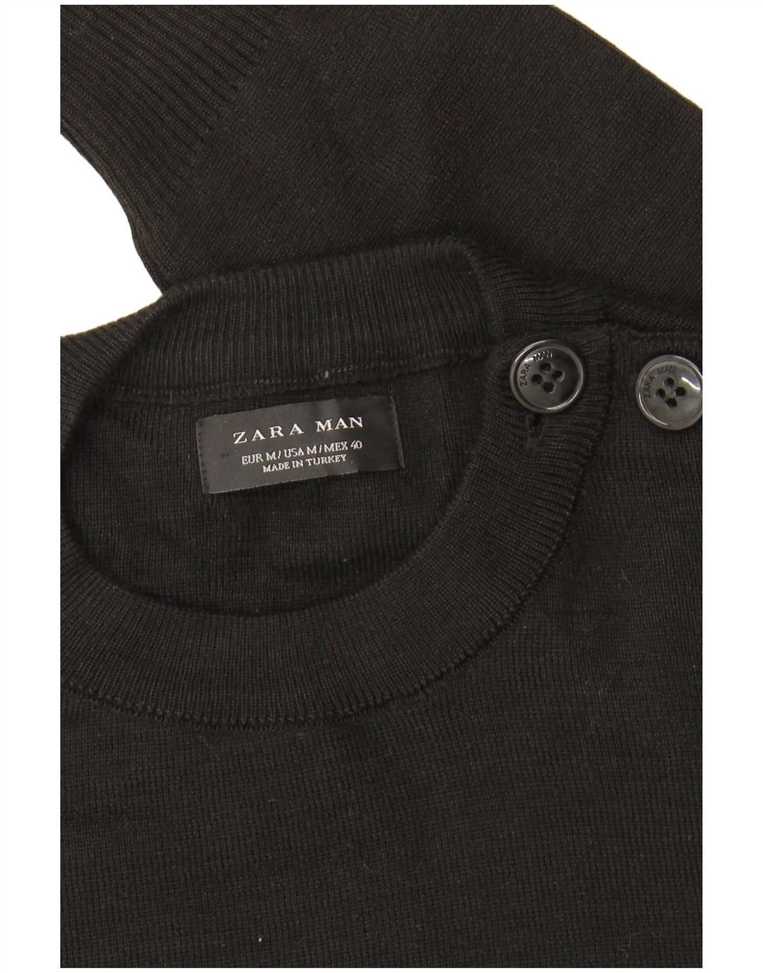 Zara Suéter masculino com gola redonda, preto médio