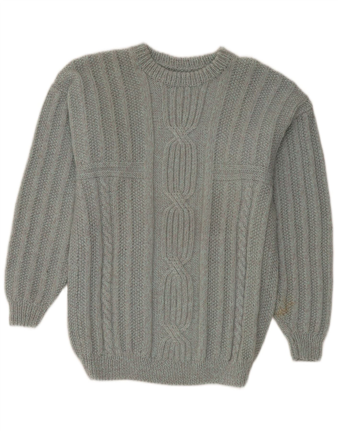 Suéter vintage masculino com gola redonda cinza médio