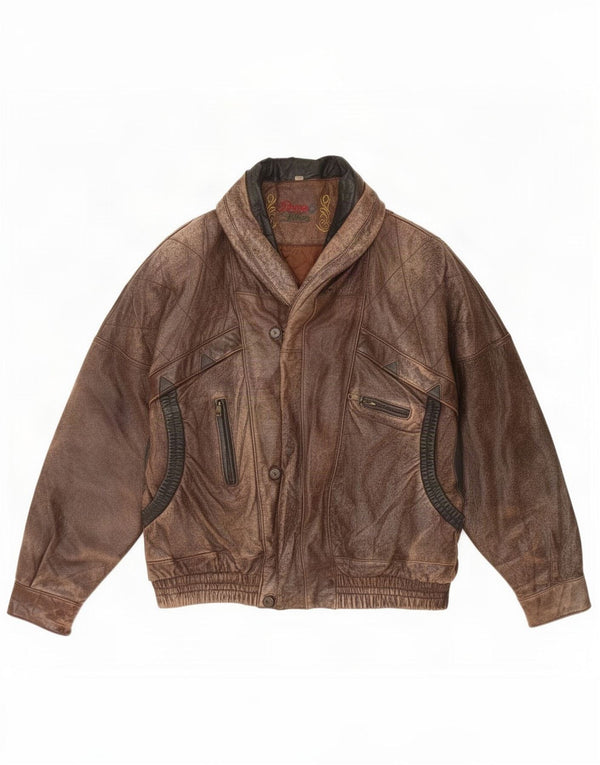 Jaqueta de couro masculina Rover&Lakes IT 52 XL marrom