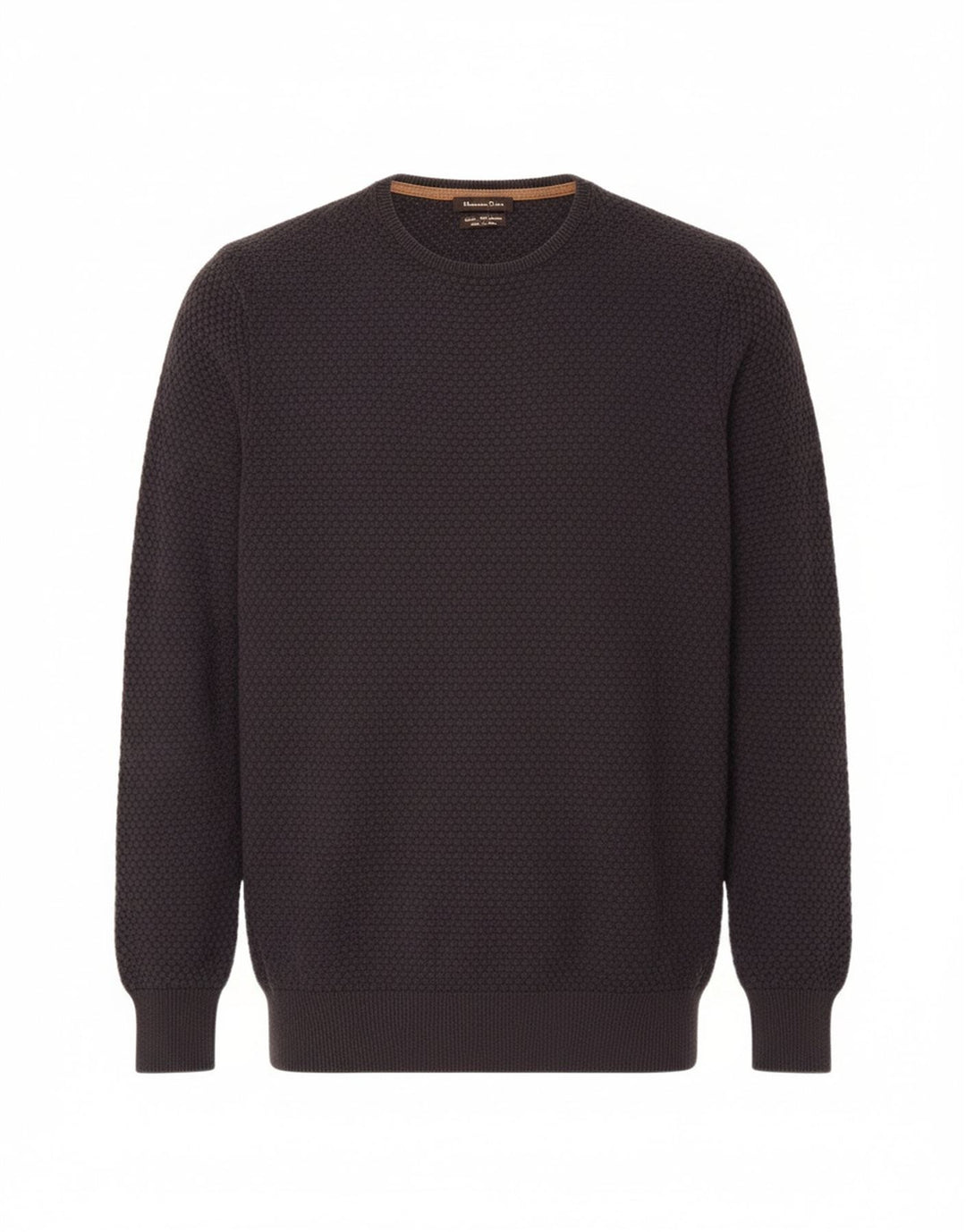 Suéter masculino MASSIMO DUTTI com gola redonda, pequeno algodão azul marinho