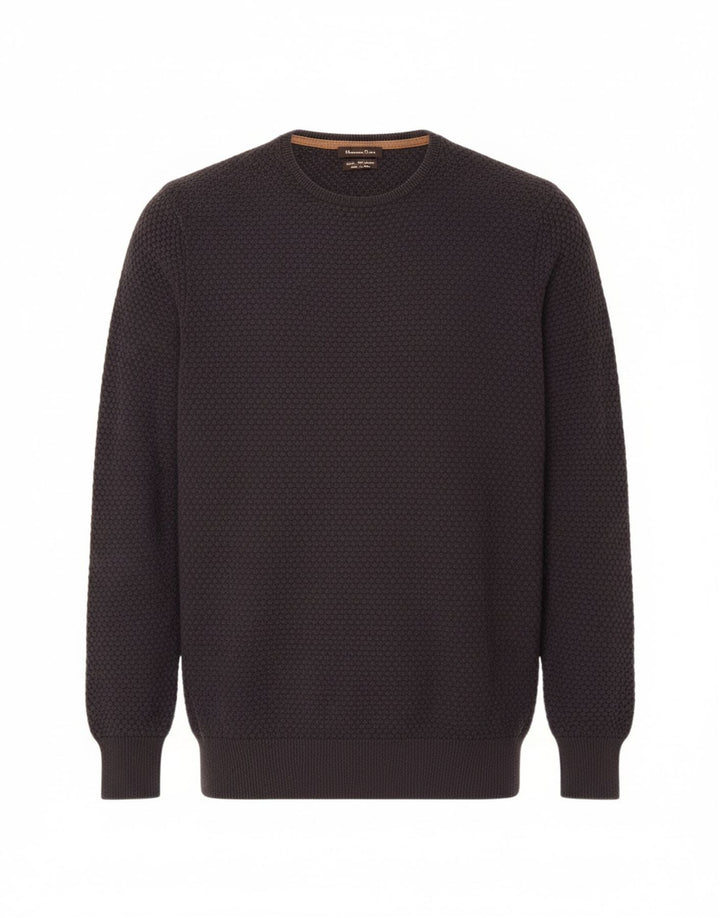 Suéter masculino MASSIMO DUTTI com gola redonda, pequeno algodão azul marinho