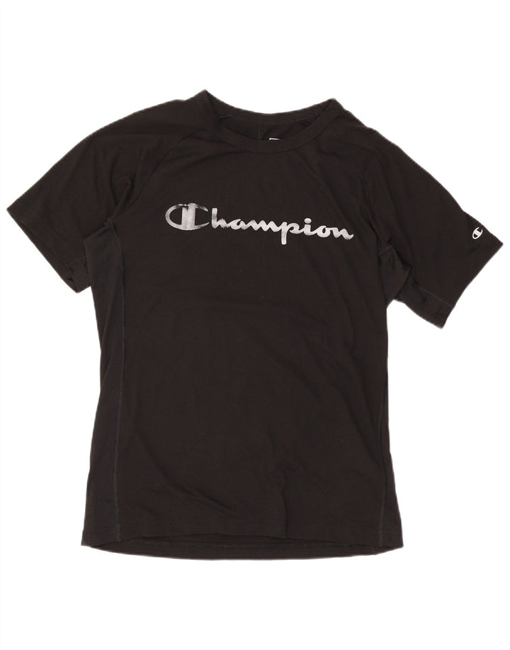Camiseta feminina estampada Champion UK 16 grande poliéster preto