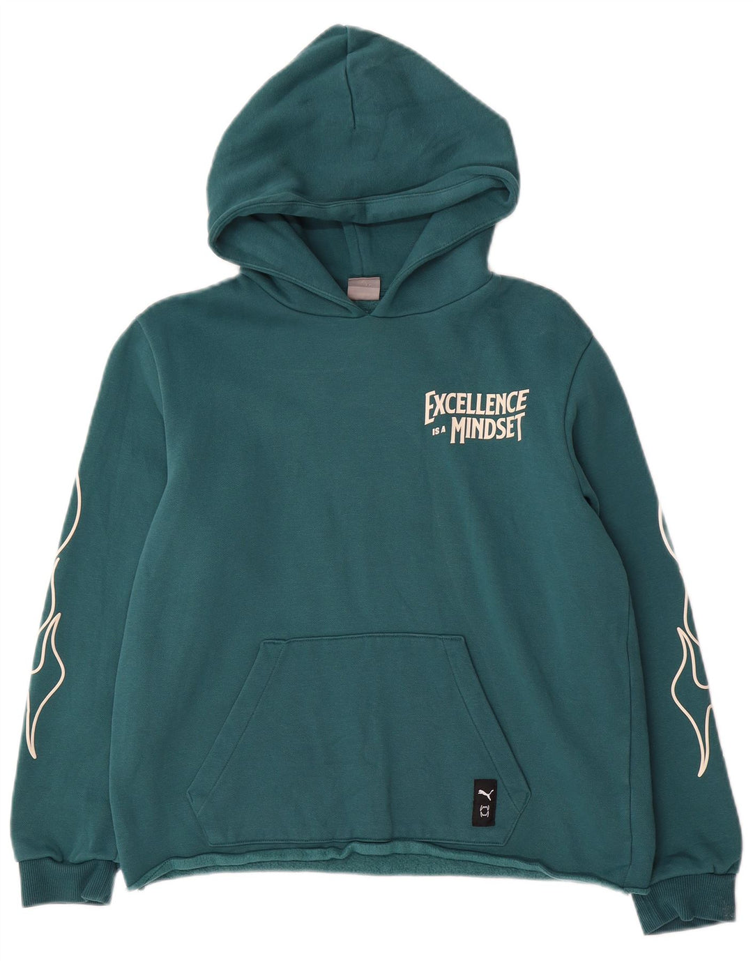 PUMA Girls Loose Fit Graphic Hoodie Jumper 13-14 Anos Algodão Verde