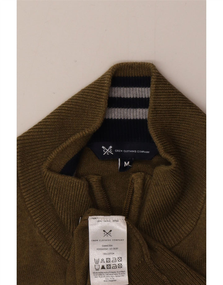 Crew Clothing Mens Cardigan Suéter Médio Algodão Cáqui