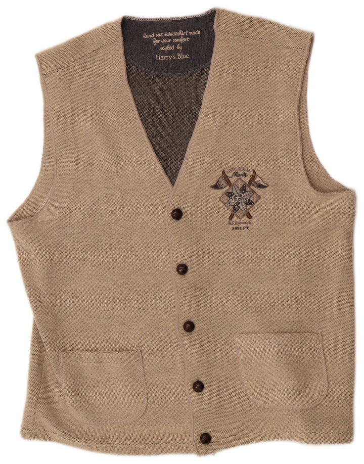 Colete masculino vintage 2XL lã bege