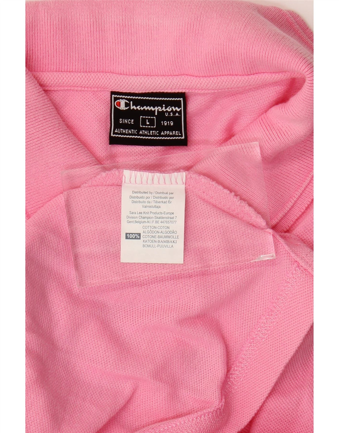 Camisa polo feminina sem mangas CHAMPION Reino Unido 14 grande algodão rosa