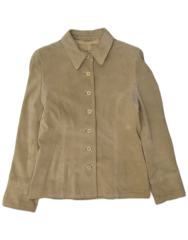 Camisa feminina Conbipel de camurça natural wear Reino Unido 10 pequena cáqui