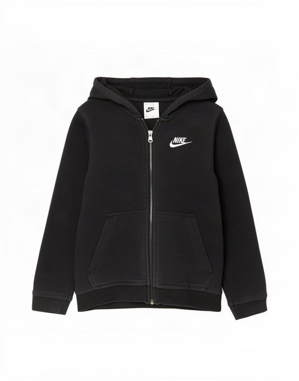 Suéter Nike feminino com capuz e zíper 8-9 anos pequeno algodão preto