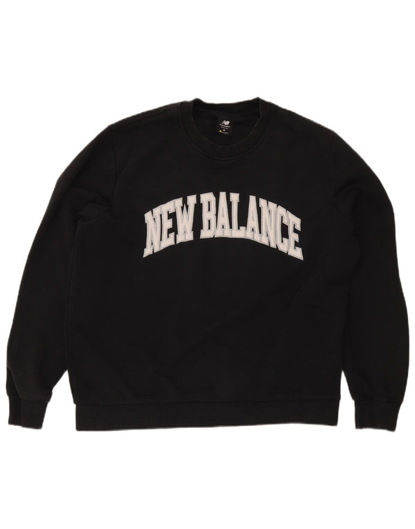 New Balance Mens Graphic Moletom Jumper Médio Algodão Preto