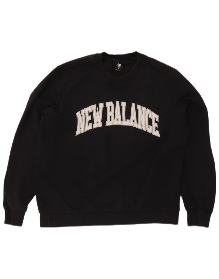 New Balance Mens Graphic Moletom Jumper Médio Algodão Preto