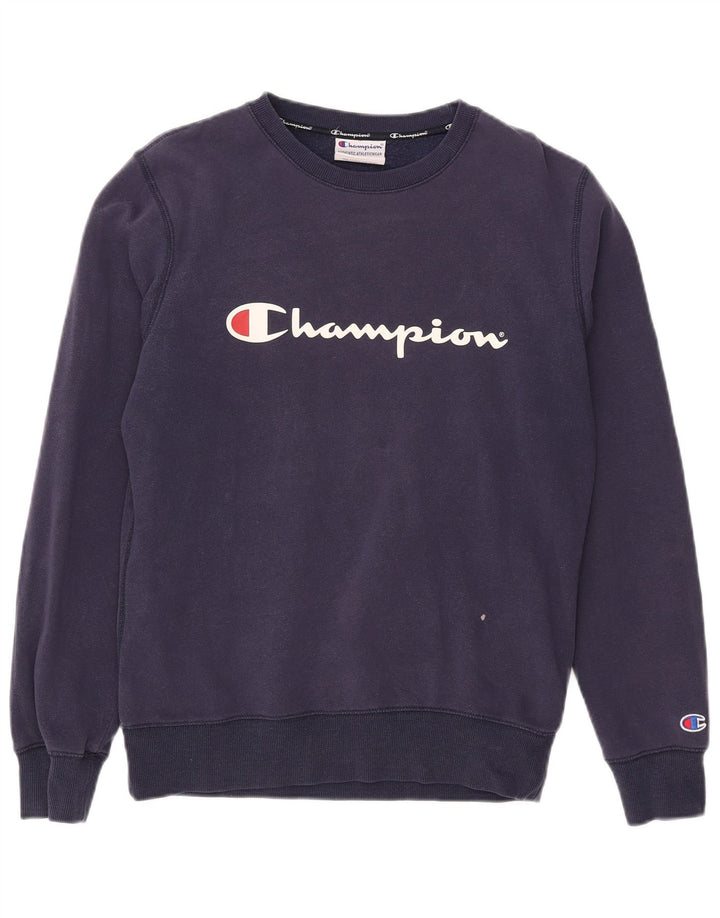 Champion moletom masculino gráfico jumper pequeno algodão azul marinho