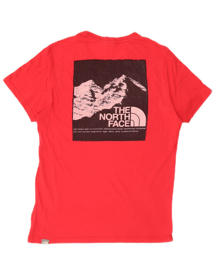 Camiseta gráfica masculina The North Face, top pequeno de algodão vermelho