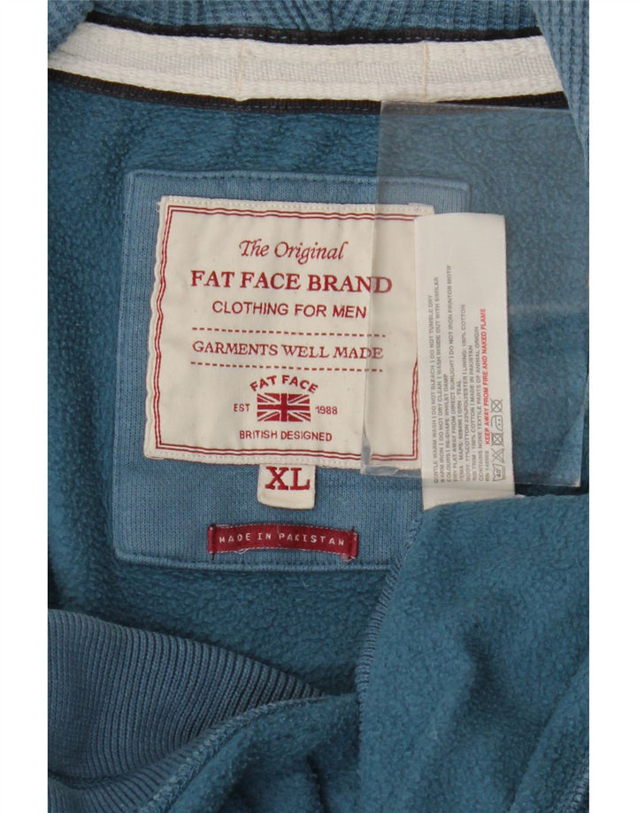 Suéter masculino com capuz e zíper Fat Face XL algodão azul