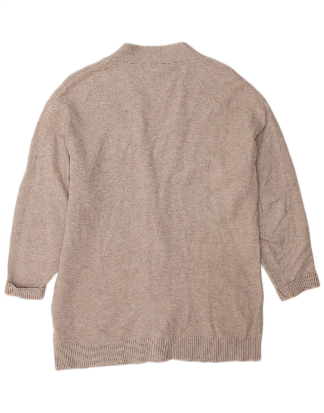 Suéter cardigã feminino grande Marks & Spencer Reino Unido 10 pequeno bege viscose