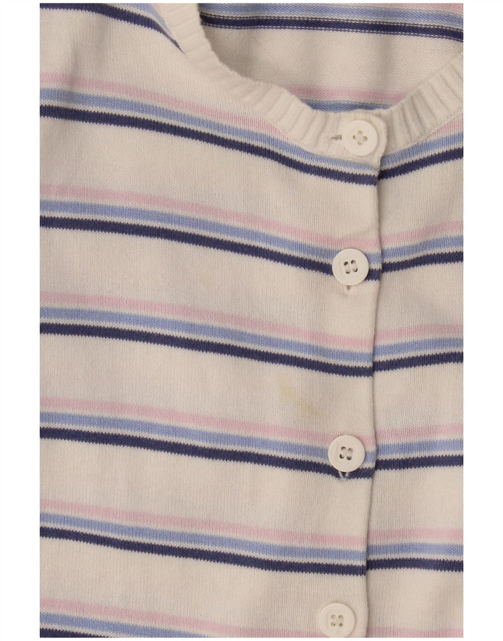 Suéter cardigã feminino Marks & Spencer Reino Unido 16 grande listrado branco