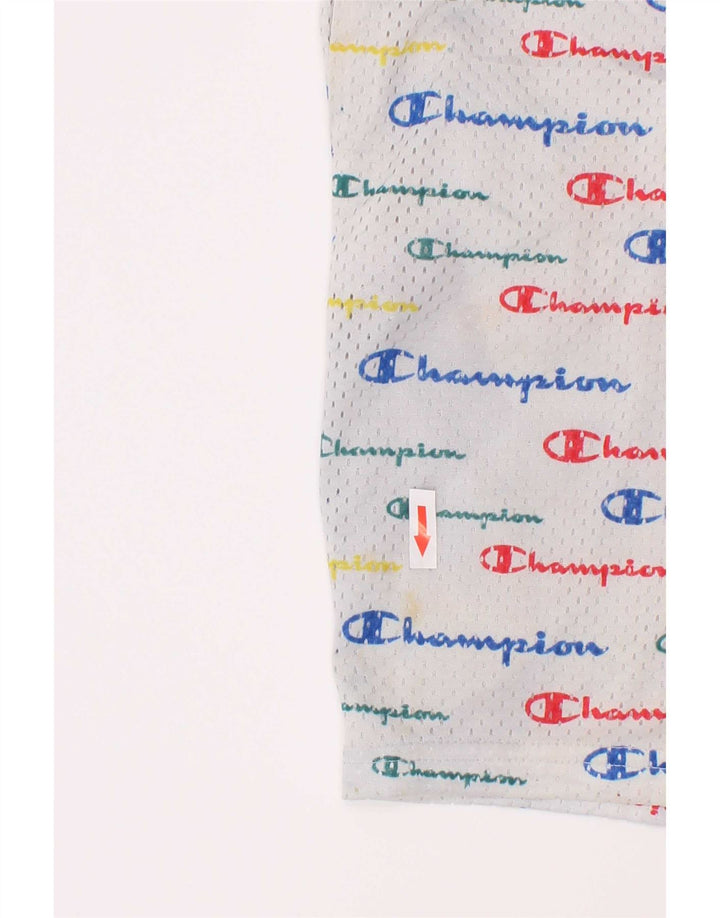 Shorts esportivos gráficos Champion Boys 11-12 anos grande poliéster branco
