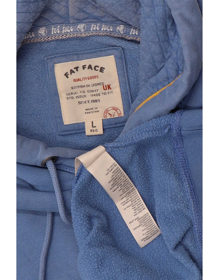 Suéter com capuz masculino Fat Face grande algodão azul