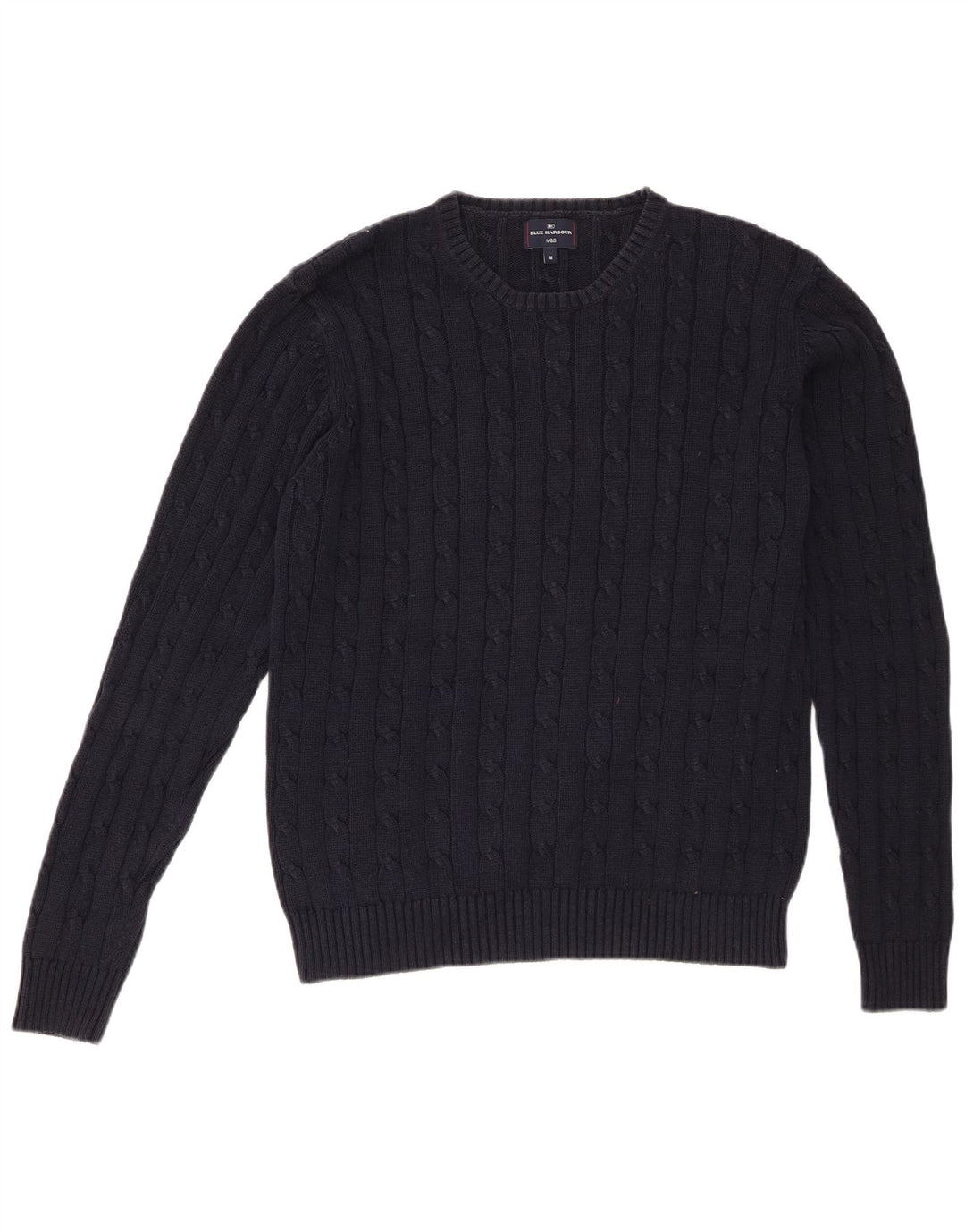 Suéter masculino Marks & Spencer Blue Harbor com gola redonda, azul marinho médio