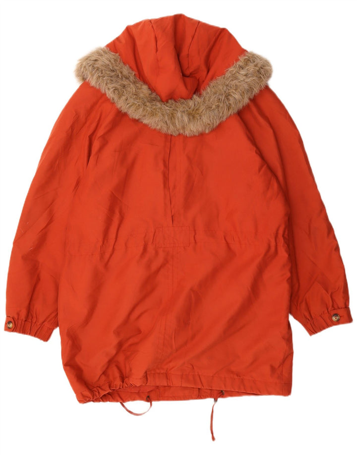 Casaco corta-vento feminino Marks & Spencer com capuz Reino Unido 12 médio laranja