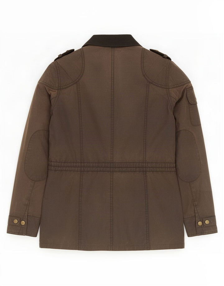 Jaqueta feminina de algodão encerado Barbour UK 10 pequena marrom