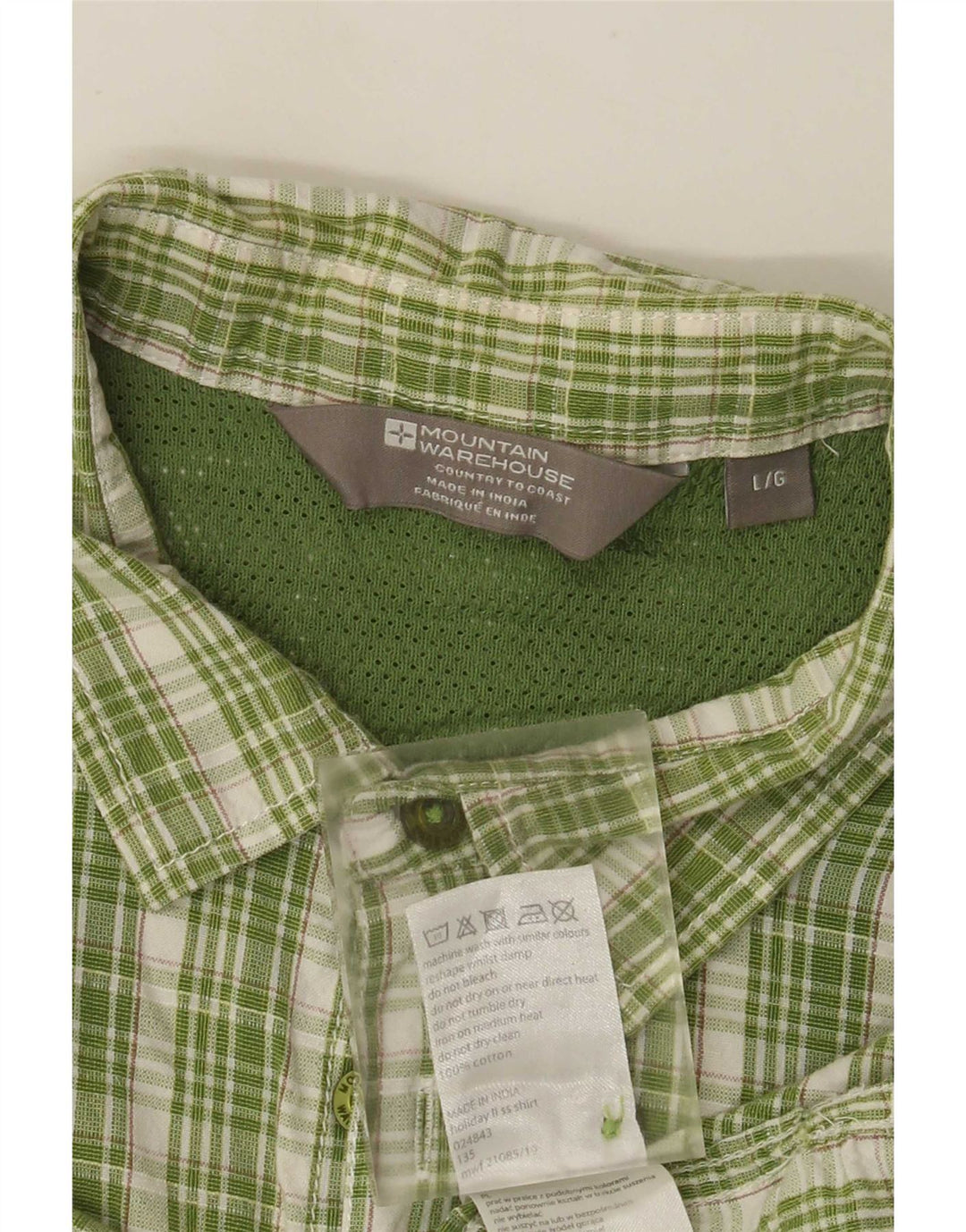 Camisa masculina de manga curta regular da Mountain Warehouse, xadrez verde grande