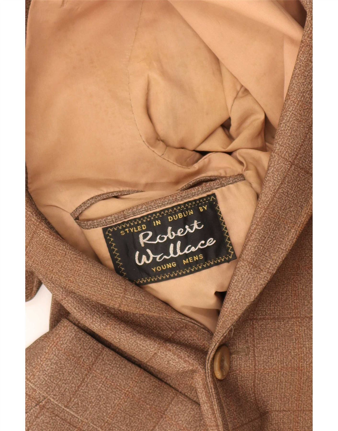 Jaqueta blazer vintage de 2 botões para meninos 6-7 anos xadrez marrom