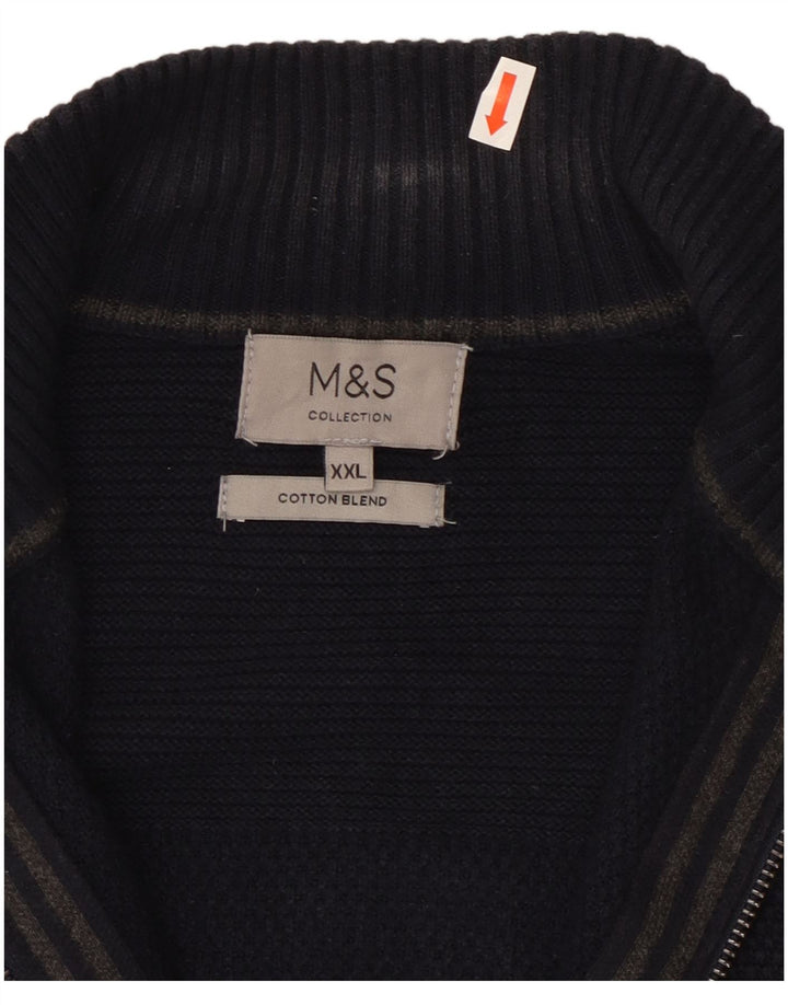 Suéter cardigã masculino Marks & Spencer 2XL algodão azul marinho