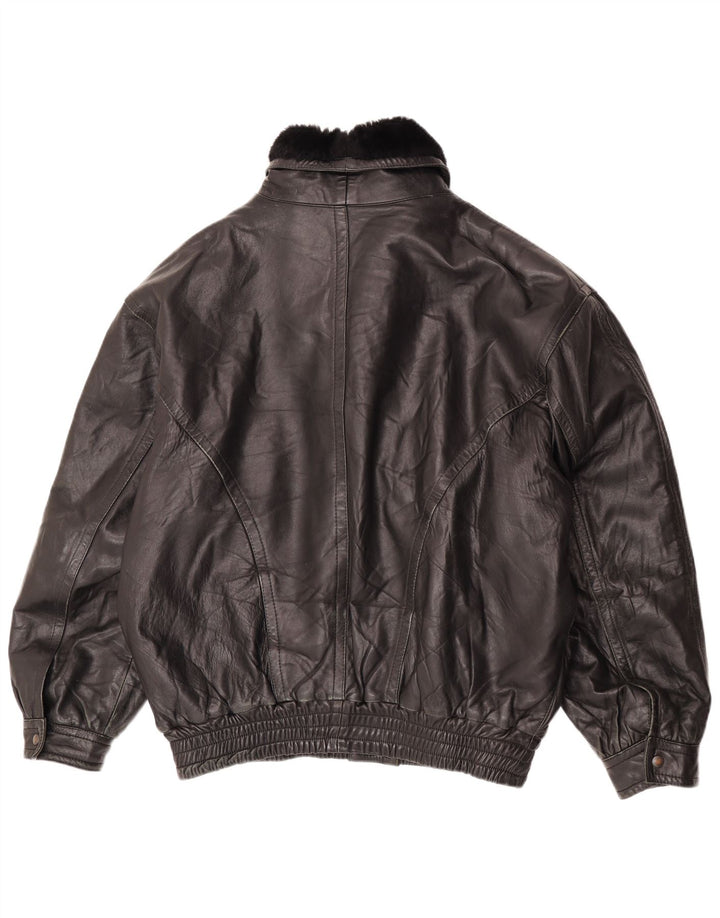 Jaqueta de couro masculina vintage UK 42 XL couro preto