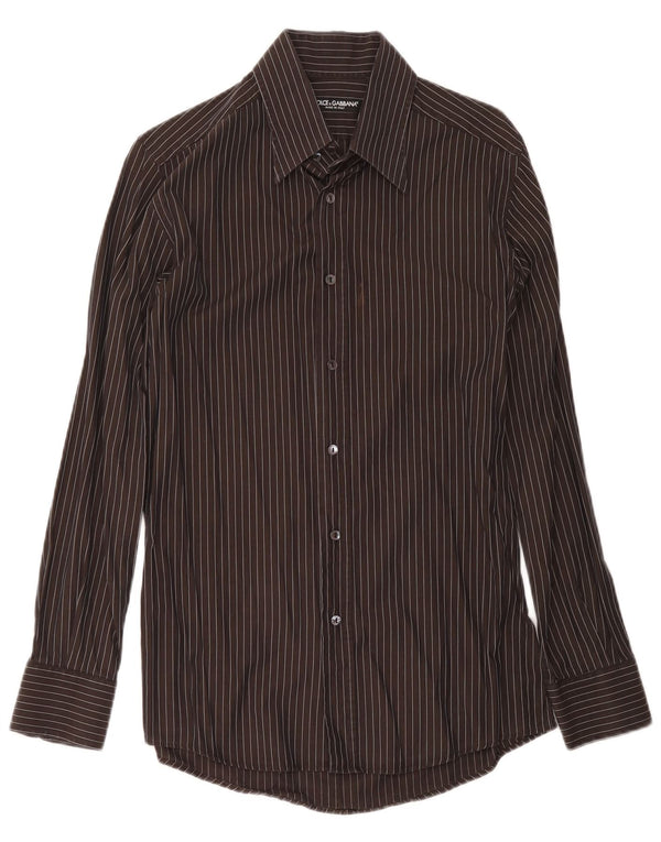 Camisa masculina Dolce & Gabbana tamanho 40 15 1/2 risca de giz preta média