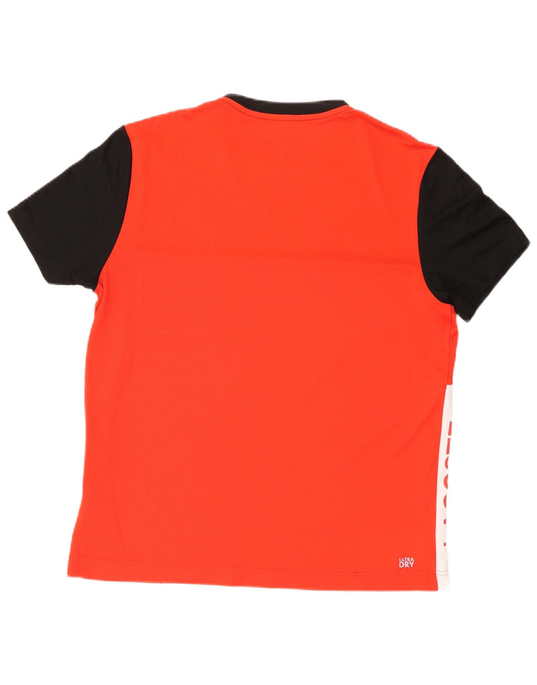 Camiseta gráfica masculina Lacoste tamanho superior 4 poliéster colorblock vermelho médio