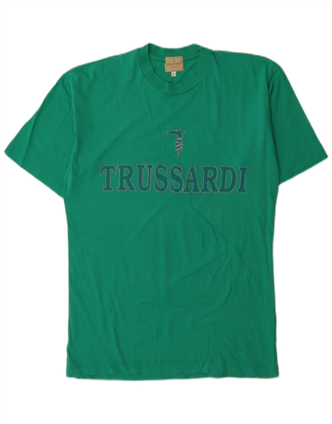 Trussardi Camiseta masculina gráfica Top médio algodão verde