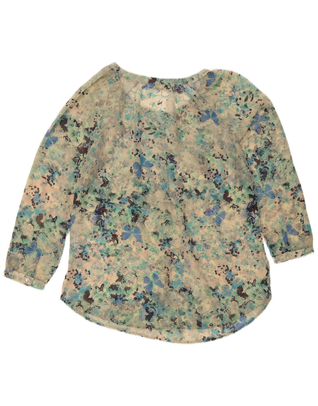Blusa feminina vintage UK 18 XL turquesa manchada