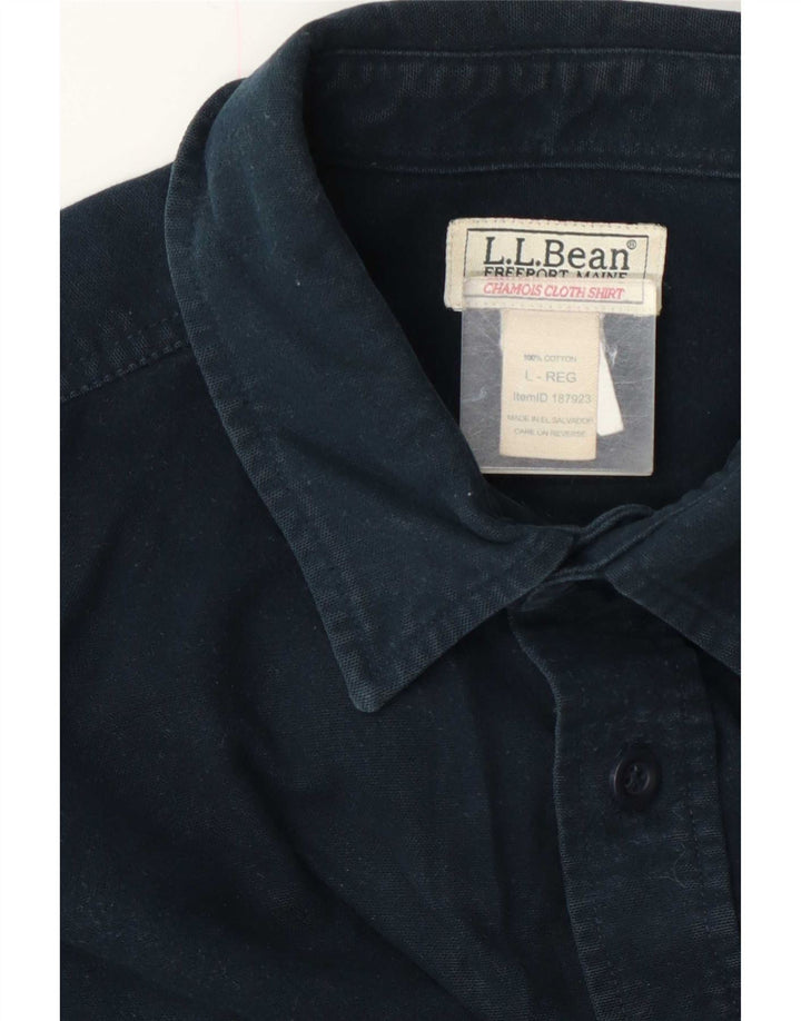 Camisa masculina L.L.Bean Regular Fit grande algodão azul marinho