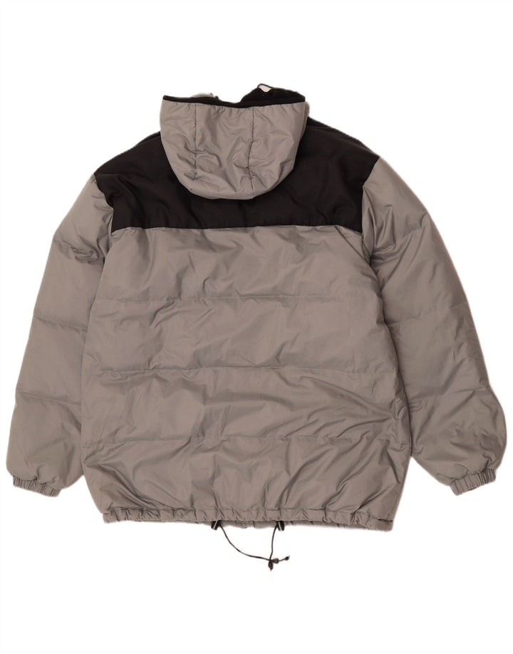 Jaqueta masculina acolchoada com capuz Fishbone UK 38 cinza médio Colourblock nylon