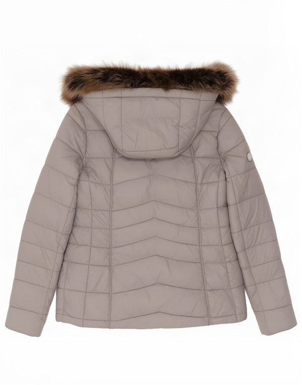 Jaqueta acolchoada com capuz feminina Barbour UK 14 grande cinza
