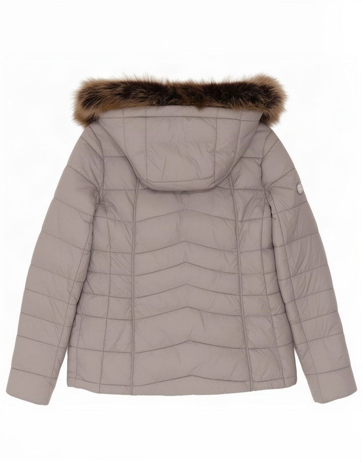 Jaqueta acolchoada com capuz feminina Barbour UK 14 grande cinza