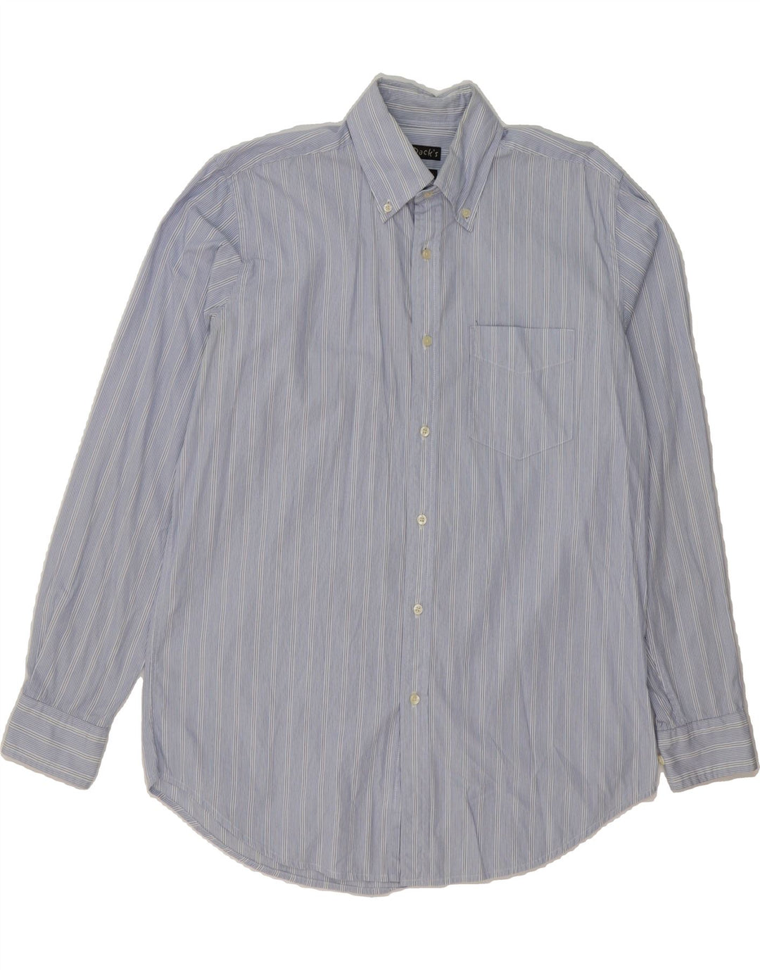 DACK'S Mens Classic Fit Custom Fit Shirt Medium Blue Striped Cotton Vintage Dack's and Second-Hand Dack's from Messina Hembry 