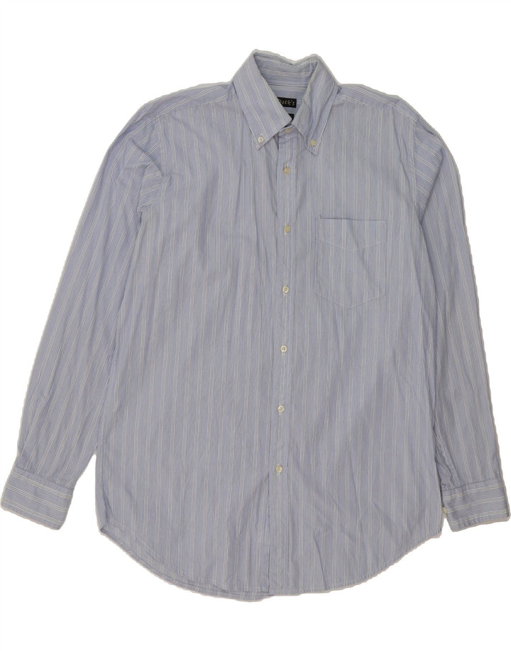 DACK'S Mens Classic Fit Custom Fit Shirt Medium Blue Striped Cotton Vintage Dack's and Second-Hand Dack's from Messina Hembry 