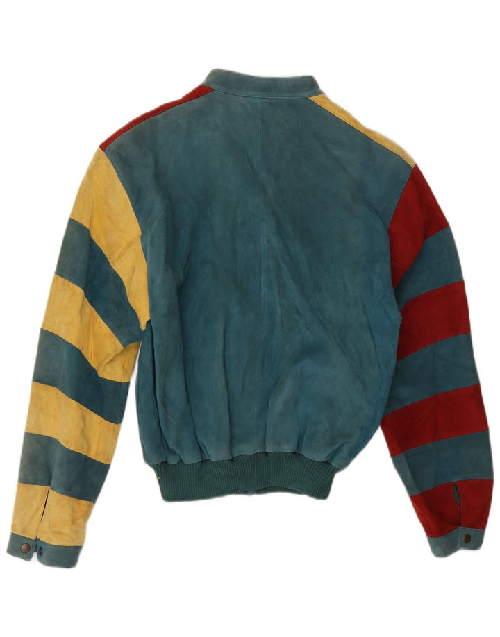 Jaqueta bomber feminina vintage EU 36 pequeno bloco colorido verde